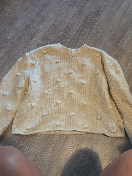 Zara Sweaters - Zara Cream Pom-Pom Crew Neck Sweater